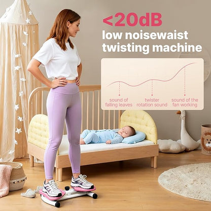Waist Twister Machine with 300 lbs Weight Capacity, Abs Workout for Slim Waist and Core Ab Exercise, Noiseless Home Gym Exercise Equipment for Women Men, Pink and Purple