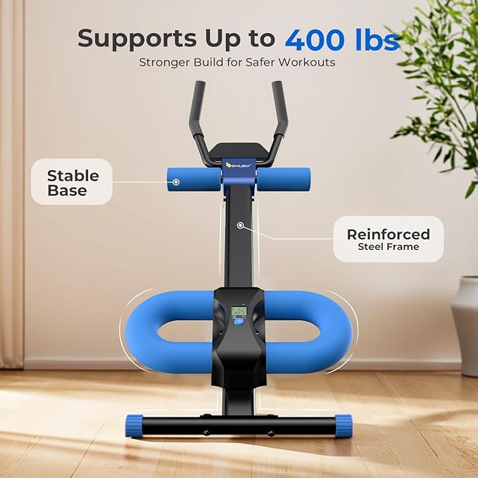 OWLSKY Ab Machine, Adjustable Ab Trainer Machine for Abs Workout at Home Gym, Foldable, Knee Protection, LCD Monitor, Device Holder, 400 LBS,Abdominal Trainer for Stomach Workout