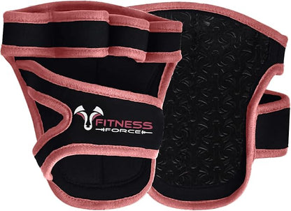 FITNESS FORCE Workout Gloves for Men & Women Partial Weight Lifting Gloves Non-Slip Gym Grip for Weight Lifting Calluses Guard Fingerless Exercise Gloves with Full Palm Protection