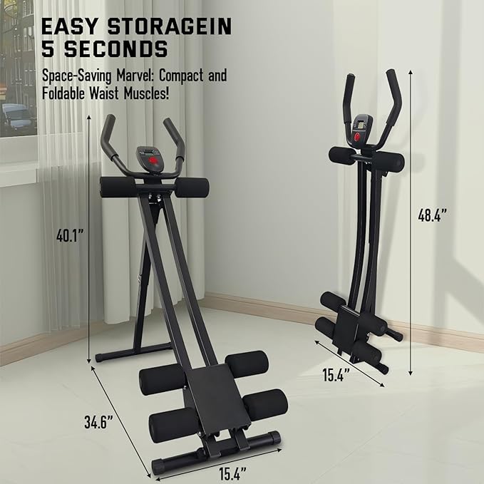 Ab Workout Equipment, Adjustable Ab Machine Full Body Workout for Home Gym, Strength Training Exercise Equipment for Body Shaping Foldable Waist Trainer Suitable for Beginner Max 440LBS