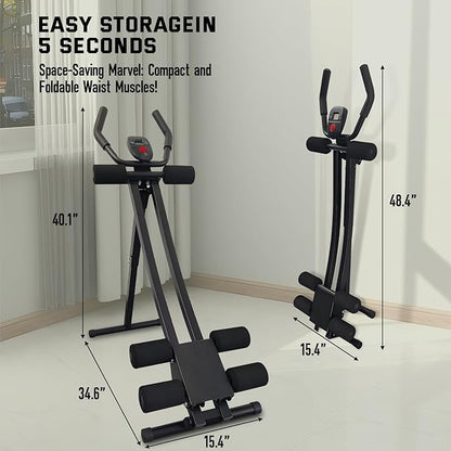 Ab Workout Equipment, Adjustable Ab Machine Full Body Workout for Home Gym, Strength Training Exercise Equipment for Body Shaping Foldable Waist Trainer Suitable for Beginner Max 440LBS