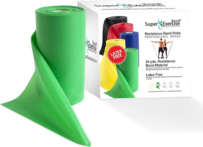 Resistance Band for Working Out | Super Exercise Bands 8,16,24 Yard Bulk Rolls |10 Strengths in Light Medium and Heavy Resistance Bands | Latex Free Workout Bands Including App and e-Book