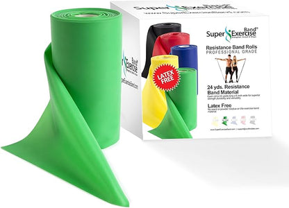 Resistance Band for Working Out | Super Exercise Bands 8,16,24 Yard Bulk Rolls |10 Strengths in Light Medium and Heavy Resistance Bands | Latex Free Workout Bands Including App and e-Book