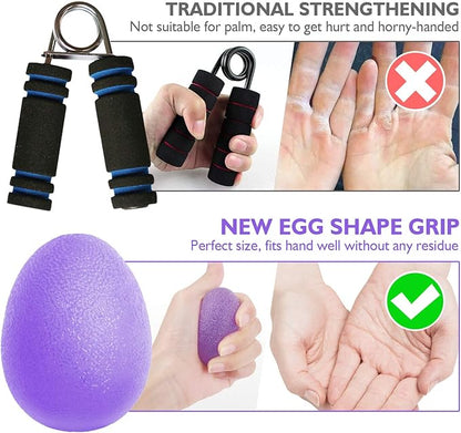 Peradix Hand Grip Strength Trainer, Stress Relief Ball, Wrist Rehab Therapy Hand Grip Equipment Ball Squishy Tools - Set of 3 Finger Resistance Exercise Squeezer