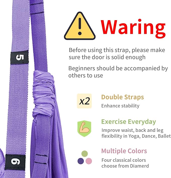 Leg Stretcher Strap Adjustable Fitness Strap Band for Waist Trainer Stretching Door Swing Flexibility Tensile Trainer with Carrying Pouch Back Bend Go Upside-Down for Yoga Practitioner Ballet Dancer Gymnastics Exercises