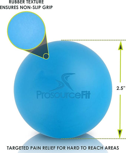 ProsourceFit Lacrosse Massage Ball for Self-Myosfascial Release, Deep Tissue Massage, Muscle Mobility, Post-Workout Recovery, Blue