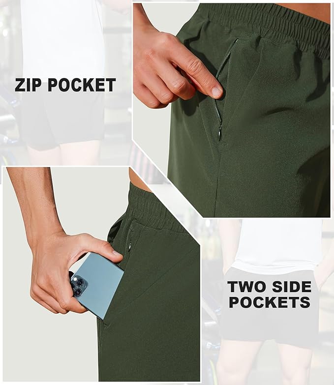 PINSPARK Men's Workout Shorts 5" Lightweight Running Shorts Quick Dry Athletic Gym Shorts with Zip Pocket Towel Loop