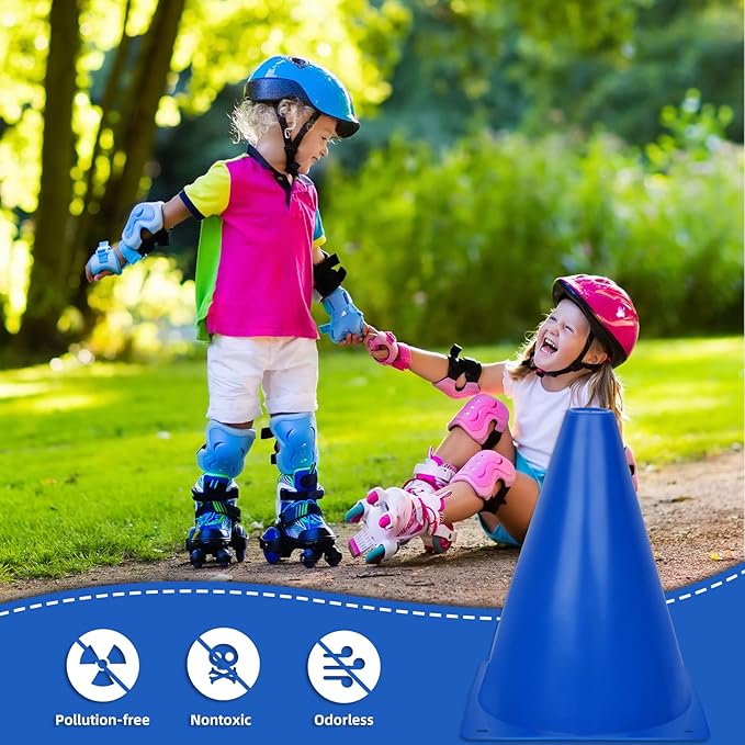 Training Plastic Traffic Cones Set - Indoor Outdoor and Festive Events Agility Cones,Sports Soccer Flexible Cone Sets,Sports Equipment for Kids (Multicolor,24 Pack,7 Inch)