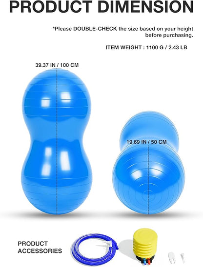 Extra Large Peanut Ball - 39.37"x19.67" Pregnancy, Labor, Birthing, Sensory | Physical Therapy Ball | Exercise Ball - Autism Therapy | Yoga Birth Ball - Core Strength, Stability, Fitness