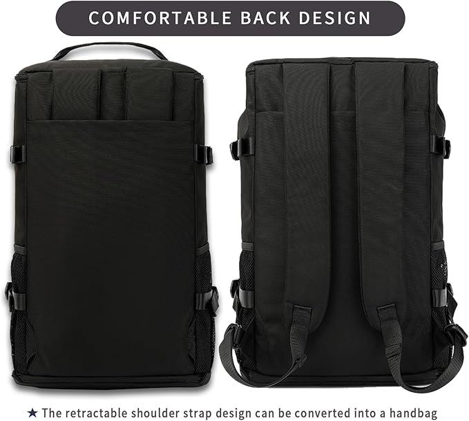 Solid color gym duffel bag backpack, wrestling bag,with shoe compartment, 4 kinds of back method waterproof travel sports walking laptop Lightweight (B-Black)