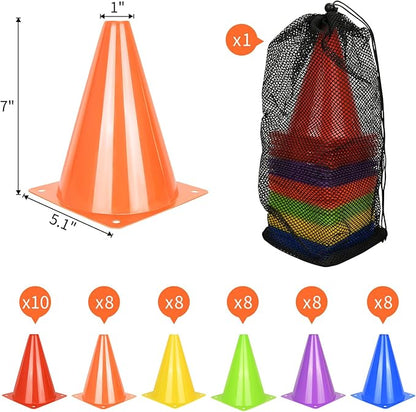 12/24/50pcs Soccer Cones, 7" Soccer Cones, Plastic Traffic Cones, Training Cones for Basketball Football Skating Drills Practice