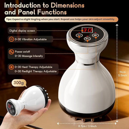 Lymphatic Drainage Massager & Anti Cellulite Massage Tool, Helps Reduce Stretch Marks & Cellulite, for Legs, Arms & Belly, Body Sculpting Machine with Microcurrent & Red-Light & Heat & Vibration