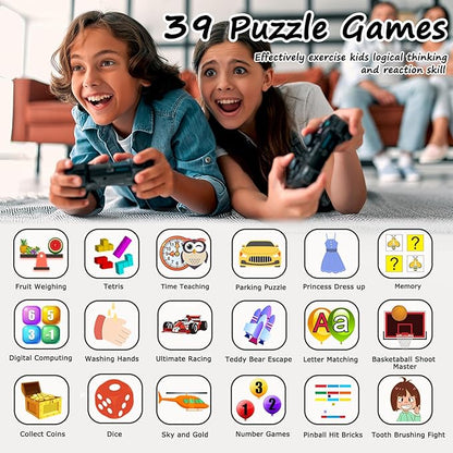 Kids Smart Watch Boys, Kids Smart Game Watch with 39 Games HD Touch Screen Video Camera Music Player Pedometer Flashlight Alarm Clock 12/24 hr Kid Watches for Boy Gifts for 5-12 Year Olds Boy Girl