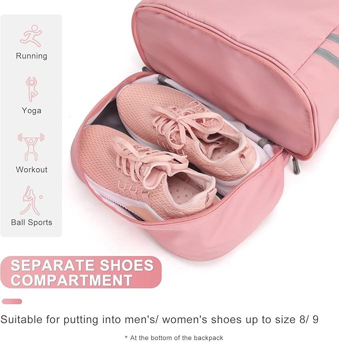 coofay Gym Backpack For Women Waterproof Sports Backpack With Shoe Compartment Lightweight Travel Backpacks Small Gym Bag Dance Volleyball Backpacks