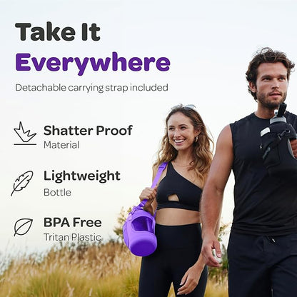 Hydracy Water Bottle with Time Marker -Large BPA Free Water Bottle & No Sweat Sleeve -Leak Proof Gym Bottle with Fruit Infuser Strainer & Times to Drink -Ideal for Fitness Sports & Outdoors