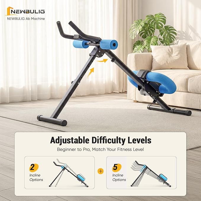 NEWBULIG Ab Machine, Abs Workout Equipment for Home Gym, Adjustable Ab Trainer Machine for Stomach Workout, Foldable Abdominal Trainer