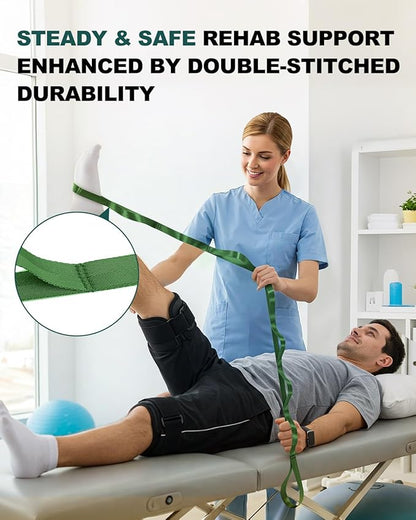 Trideer Stretching Strap for Physical Therapy & Home Rehab, Non-Elastic Yoga Strap for Stretching with Loops for Hamstring, Calf & Back Stretcher Mobility, Hip & Pilates