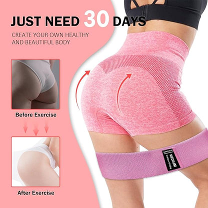 Long and Short Fabric Resistance Bands with Door Anchor, Non-Slip Stretch Booty Bands for Working Out Women & Men, Loop Exercise Elastic Bands for Home Physical Therapy Yoga Pilates