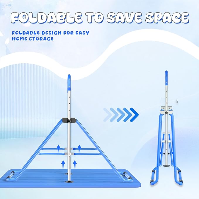 Safly Fun Foldable Gymnastics Bar for Kids, Adjustable 35"-51", Sturdy 145 lbs Capacity, Easy-to-Assemble, Gymnastics Equipment for Kids for Indoor/Outdoor Training