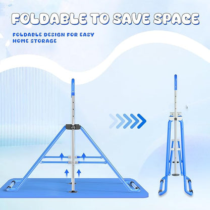 Safly Fun Foldable Gymnastics Bar for Kids, Adjustable 35"-51", Sturdy 145 lbs Capacity, Easy-to-Assemble, Gymnastics Equipment for Kids for Indoor/Outdoor Training
