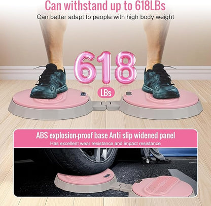 Waist Twister Machine, Foldable Portable Exercise Twist Board for Women Men, Noiseless Ab Twister for Home Gym Equipment, 618 lbs Capacity | Track Reps