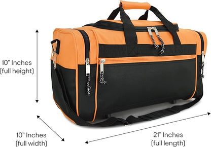 DALIX 21" Blank Sports Duffle Bag Gym Bag Travel Duffel with Adjustable Strap in Orange