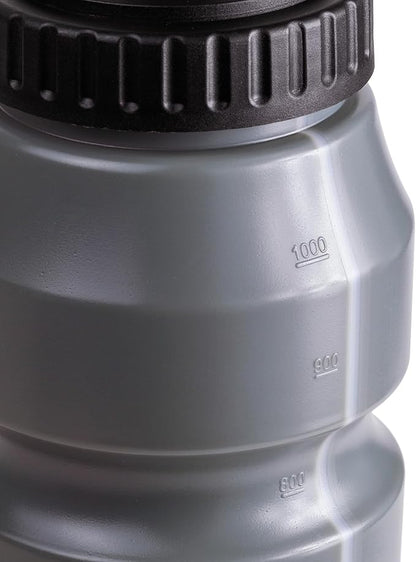 Cannon Sports 1 Liter Sports Water Bottle, BPA-Free, 34 Oz Capacity, Large Mouth, 2 lids (Straw and Squeeze), Great For Helmet Sports Such As Hockey, Lacrosse, Football, Boxing (6 Pack) (Gray)