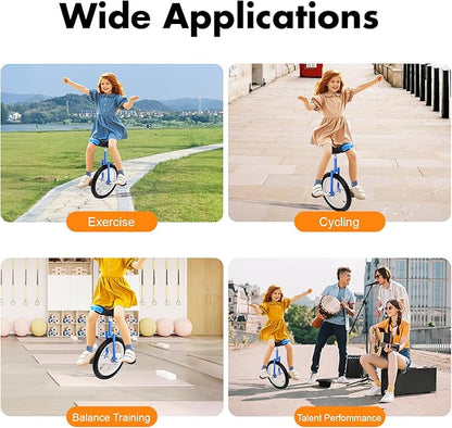 16/24 Inch Wheel Unicycle with Steel Rim, Unicycle Electric Wheel Skidproof Mountain Tire Cycling Sports Exercise with Adjustable Seat, Adults Kids Outdoor Sports Fitness Exercise Tool