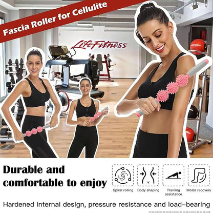 Cellulite Massager, Fascia Blaster for Cellulite, Muscle Roller Stick Lymphatic Drainage Massager for Relif Body Sorness, Trigger Points, Sports Legs, Back Recovery, Candy Pink