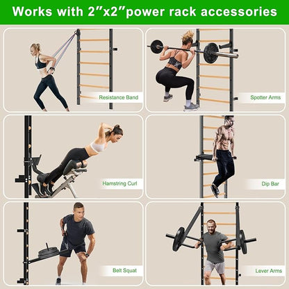 Kipika Gymnastic Wood Stall Bar - 2"x2" Swedish Ladder with 1" Hole, Wall Mounted Ladder Suspension Trainer, Solid Wood Grips Gymnastics Training Bar for Home, Wall Gym, School & Clinics