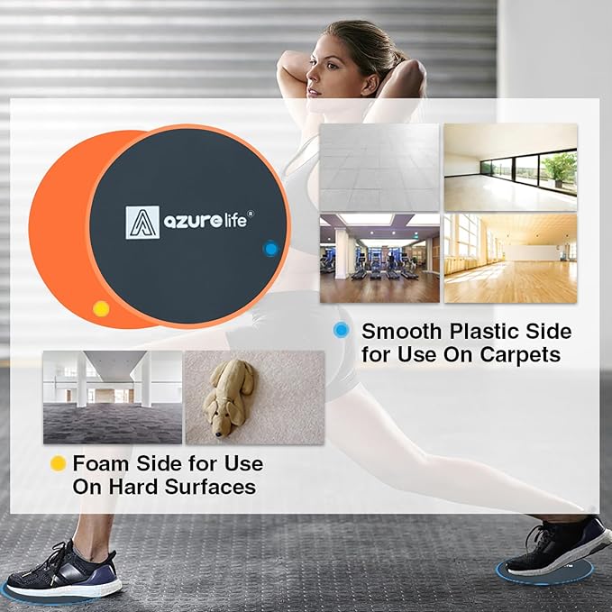 Exercise Core Sliders, Dual Sided Exercise Gliding Discs Use on Carpet or Hardwood Floors, Light and Portable, Perfect for Abdominal&Core Workouts