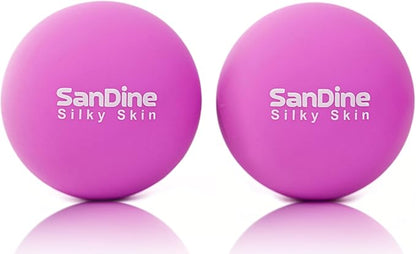 Lacrosse Massage Balls for Deep Tissue Massage - Release Tension Relieve Muscle Soreness Improve Flexibility - Ideal for Myofascial Release Trigger Point Therapy - 2Pack Yoga balls by Sandine (Purple)