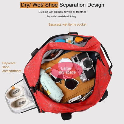 Octsky Kids Sports Gym Bag Boys Girls Overnight Weekend Bag with Shoe Compartment Small Soccer Duffel Football Bag, Red