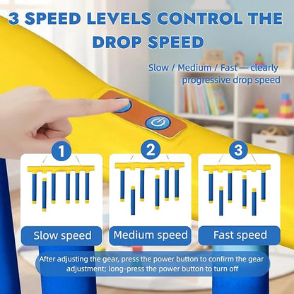 Catching Sticks Game, Drop Sticks Game, 3-Speed Adjustable Hand Eye Coordination Reaction Training Toy, Hand Speed Challenge for Kids and Adults (Blue)