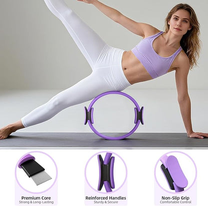 Pilates Ring Kit for Women, Pilates Equipment Accessories, Home Workout Set with Magic Circle, Mini Exercise Ball, Ankle Resistance Bands & Yoga Socks, for Fitness, Toning & Better Me Gifts