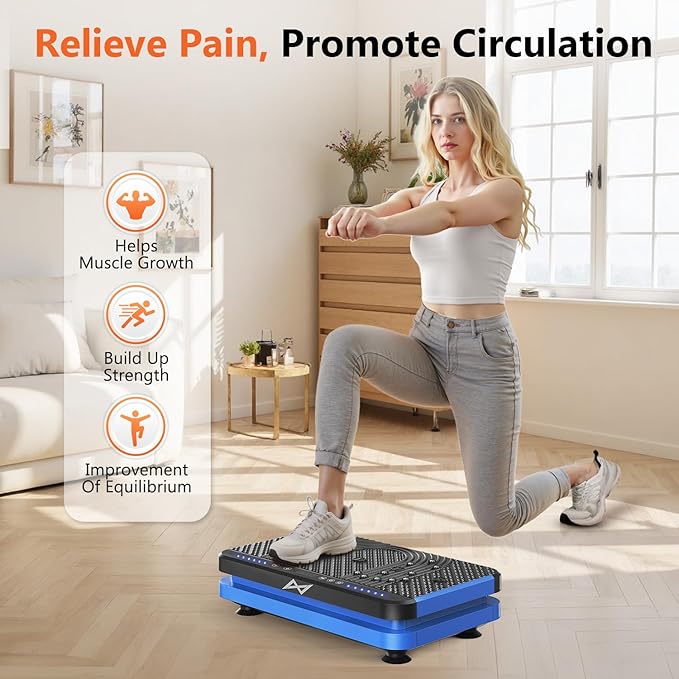 AXV Vibration Plate Fitness Platform Exercise Machine Vibrating Shaking Full Body Shaker Workout Vibrate Stand Shake Board Sport Gym for Weight Loss Fat Burner for Women Men