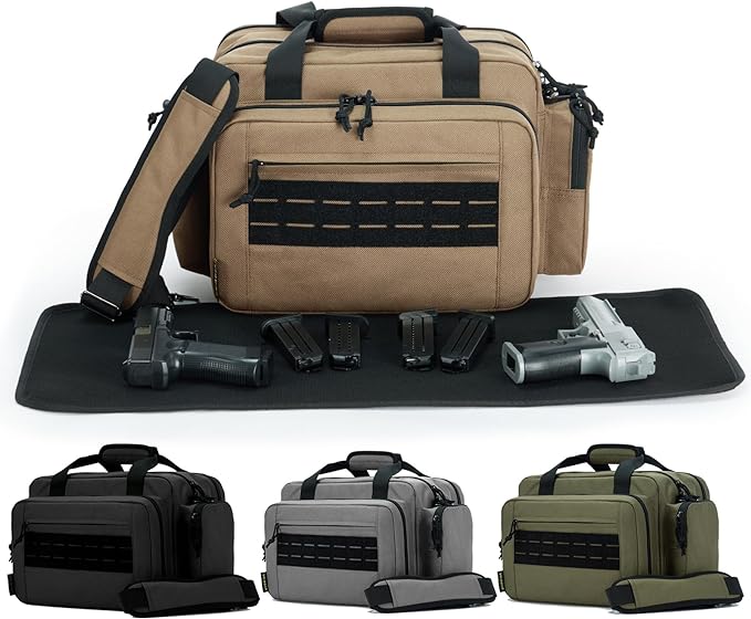 VEAGIA Range Bag,Pistol Case,Gun Range Bags For Handguns And Ammo Pouch 2 Pistols Soft Carrying Shooting Bag
