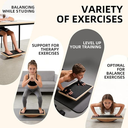 Juoe Balance Board Wobble Board for Adults and Kids - Anti-Slip 350LBS Balance Board for Physical Therapy,Balance Training,Posture Correction,Standing Desk Core Strength Wooden Balance Rocker Board