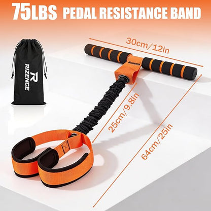 2026 Upgrade Pedal Resistance Bands with Handle - Multifunction Foot Pedal Resistance Band with Training Poster - Fashion Puller Exercise Equipment for Abdomen, Waist, Arm, Core, Leg