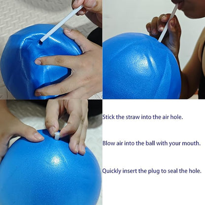 9 Inch Mini Exercise Ball - Portable Non-Slip Surface Yoga & Pilates Ball for Core Training, Fitness - Home & Office Use