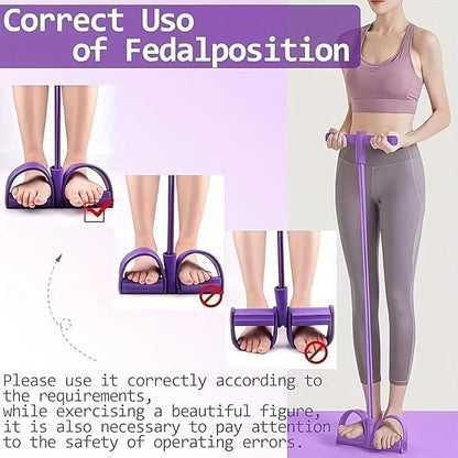 Resistance Bands with Handles, 8-Tube Elastic Foot Pedal Resistance Band, Figure 8 Resistance Band for Women 15-90LBS, Fitness Resistance Bands for Abdomen, Waist, Arm, Leg (Purple)