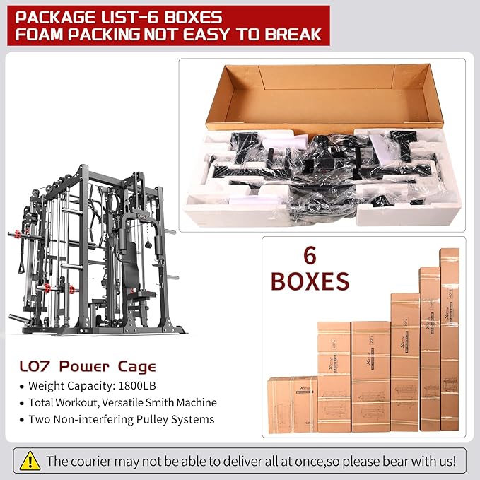 Multi-Purpose Squat Rack,Smith Machine Weight Rack Set with Cable Crossover System, Home Gym Power Racks, Power Racks and Packages