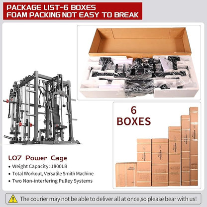 Multi-Purpose Squat Rack,Smith Machine Weight Rack Set with Cable Crossover System, Home Gym Power Racks, Power Racks and Packages