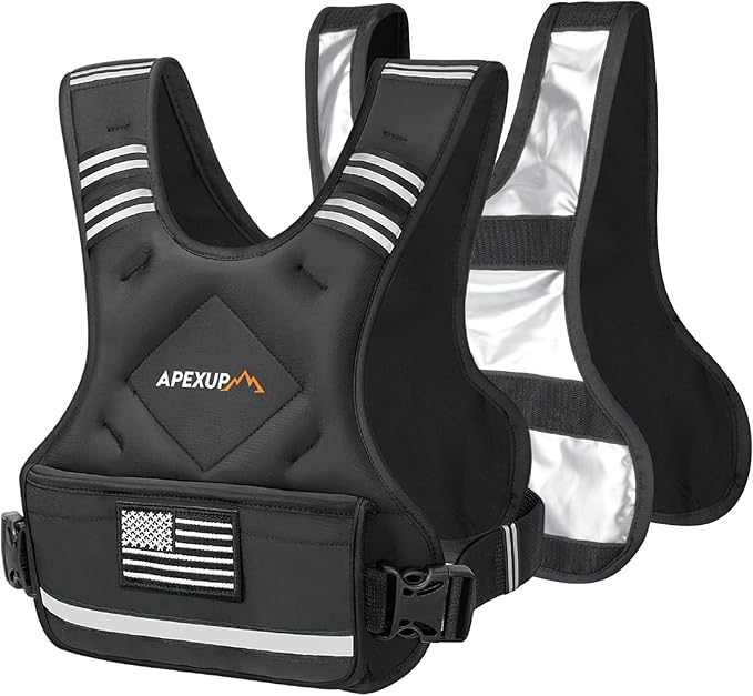 APEXUP Adjustable Weighted Vest, 4-10lb/12-18lb/20-32lb Vest with 6 Ironsand Weights and Large Pocket, Weight Vest for Men Women Strength Training, Running, Walking