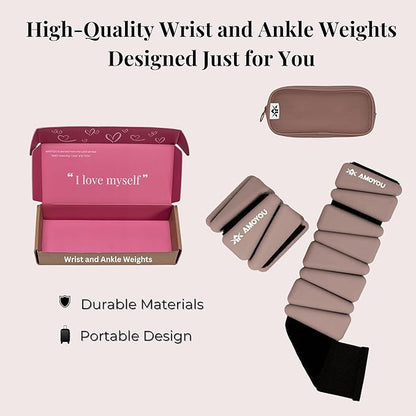 AMOYOU Wrist & Ankle Weights for Women – 2 lb Ankle Weights (Set of 2, 1 lb Each) | Arm Weights for Women | Leg Weights for Walking, Yoga, Cardio & Strength Training