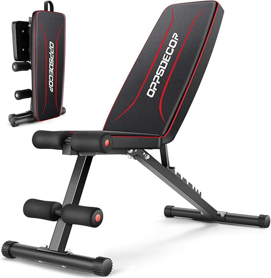 OPPSDECOR Weight Bench for Home Gym, 660LBS Fast Foldable Workout Bench Press for Home Gym Full Body Strength Training, 8 Adjustable Backrests Incline/Flat/Decline Sit up Bench