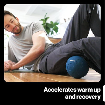 Muscle Recovery Kit | MyoSphere Vibration Massage Ball & MyoBelt Accessory | Target deep Muscle Layers, Easing Tension in The Back, Neck, Shoulders, arms, HIPS, Glutes, and Legs. (Nobol Blue)