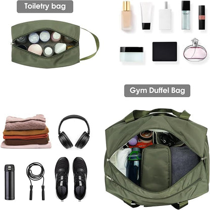 Ceneda 20" Gym Bag for Women with Wet Pocket & Shoe Compartment, Lightweight Duffel Waterproof Carry On Duffle for Travel, Yoga, Overnight (Green)