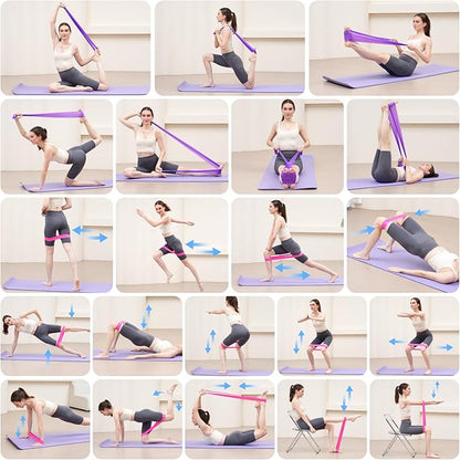 Pilates Ring Fitness Circles Set, Dual Padded Handles Home Pilates Equipment Set for Women Includes 2 Pilates Ring, 2 Pilates Mini Ball, and 5 Resistance Bands at Home Pilates Workout Set