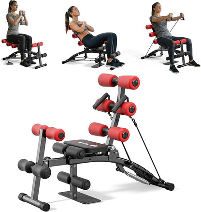 Ab Machine with Squat machine, Multi-Functional Adjustable Ab Trainer, Ab Workout Bench for Home Gym, Sit Up Machine for Abdominal & Glutes, Exercise Chair for Full Body Workout